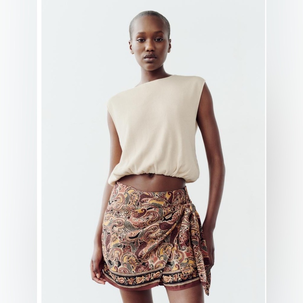 Zara Boho/Festival Inspired Retro Paisley Wrap Mini Skort